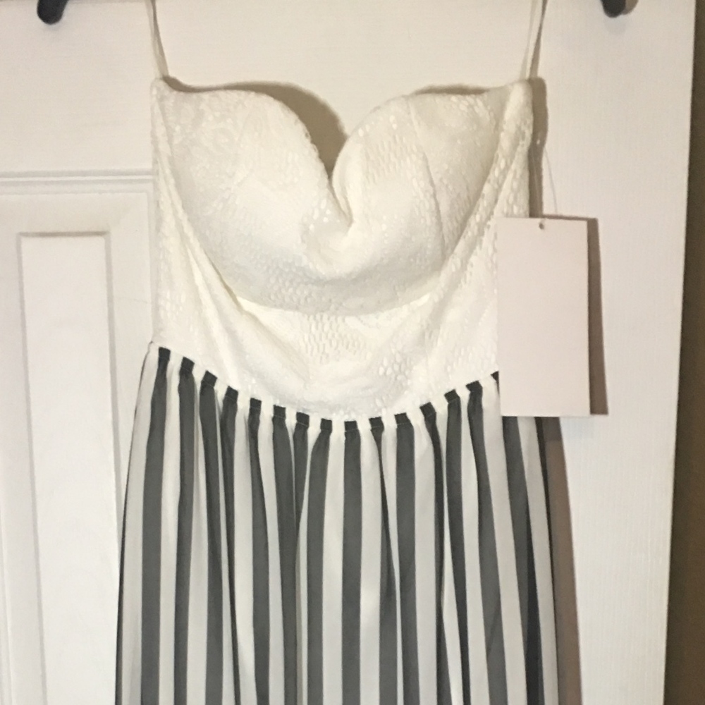 Ivory maxi strapless dress